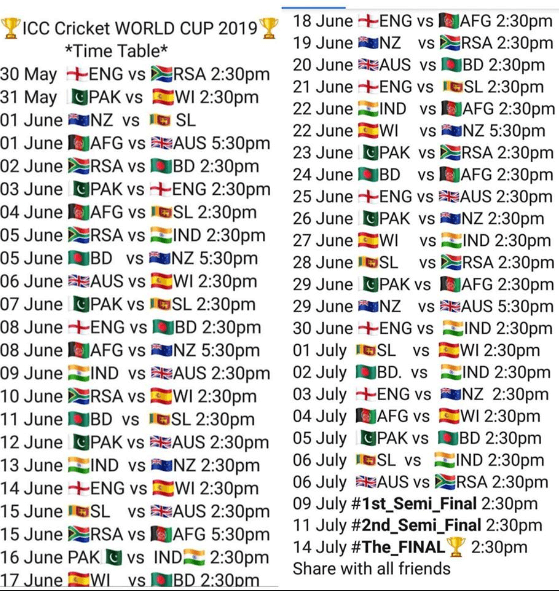 ICC T20 Cricket World Cup 2021 Schedule Image