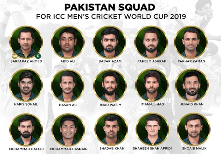 Pakistan Squad For ICC Cricket world cup 2019